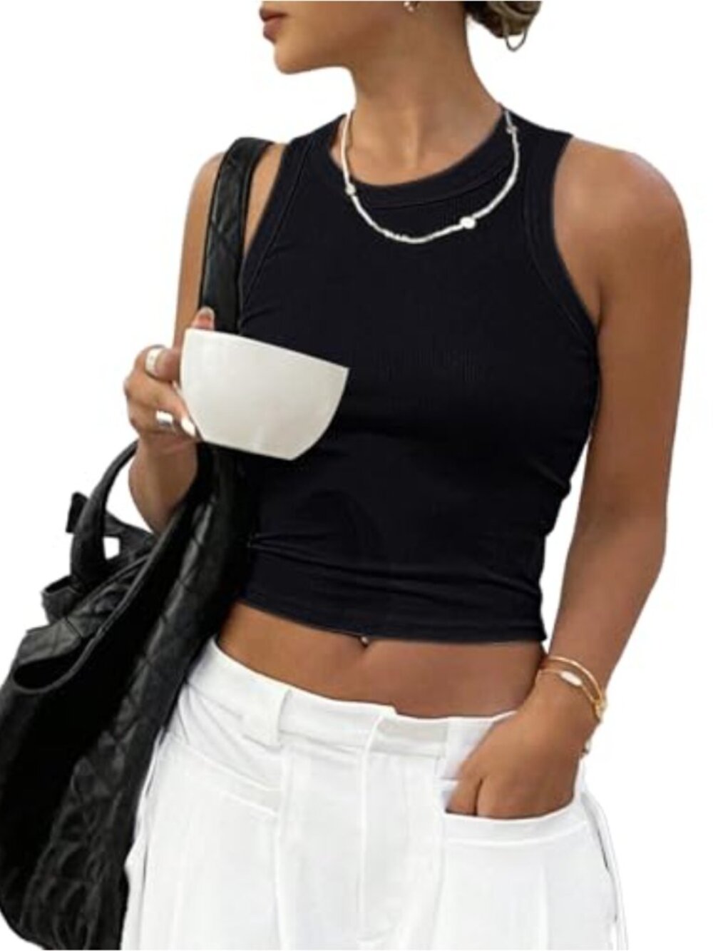 Ribbed Fitted Cropped Tank Top Women's